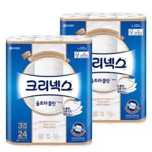 크리넥스 3겹 울트라클린 화이트 25M X 24롤 2팩
