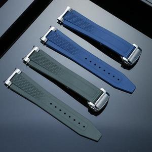 론진스 콘퀘스트 L3.830.4 플루오로러버 시계 스트랩 L3830 스포츠 다이빙 고무 시계줄 방수 벨트 폴딩 버