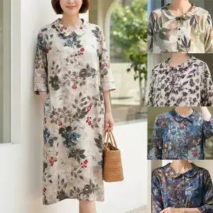 [엄마옷 로즈맘] 담연수채화카라풍기포인견원피스