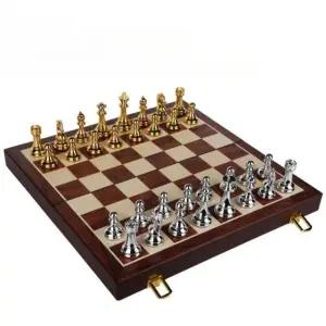 프리미엄 고급 체스 세트 장식품 선물용 보드게임 접이식 골드 앤 실버 대형 39 7.6cm