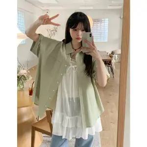 [공구우먼] [제작] [긴팔,반팔] 시원하게 툭 떨어지는 리얼루즈핏 셔츠 86561 빅사이즈 여성의류