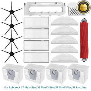 로보락 S7 맥스 울트라S7 플러스S7 프로 울트라용 메인 사이드 브러시 헤파 필터 먼지 봉투 실버 이온 모듈
