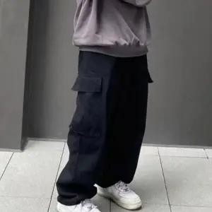 남성 와이드 팬츠 루즈핏 스트링 데일리 남성 카고 바지 밴딩 댄스