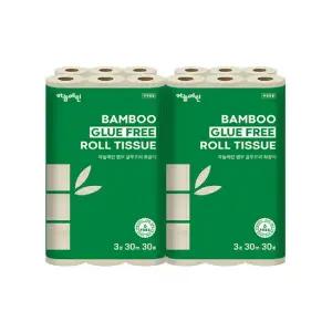 뱀부 대나무 글루프리 롤 화장지 3겹 30m 30롤 x2팩