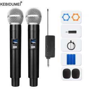 무선 마이크 2 채널 UHF 고정 주파수 핸드 파티 가라오케 쇼 회의용 콘덴서