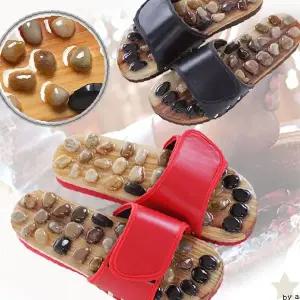 옥돌 지압 슬리퍼 발바닥 마사지 혈액 순환 신발 실내 착용 족저 자극 경락 지압