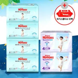 (사은 물티슈) [하기스 낮밤-밴드 4단계] 스킨에센셜 썸머 (42매x4팩) + 맥스드라이 에어 (52매x2팩)