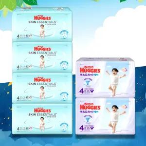 [하기스 낮밤-밴드 4단계] 스킨에센셜 썸머 (42매x4팩) + 맥스드라이 에어 (52매x2팩)