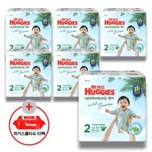 (사은 물티슈) 하기스 2026 네이처메이드 썸머 밴드 2단계 (공용) 80매 6팩 (대용량)