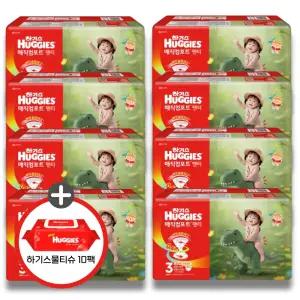 (사은 물티슈) 하기스 2026 매직컴포트 팬티 공용 3단계 8팩 (레드물티슈 10팩)