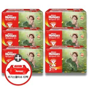 (사은 물티슈) 하기스 2026 매직컴포트 팬티 공용 3단계 6팩 (레드물티슈 10팩)