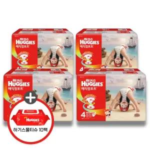 (사은 물티슈) 하기스 2026 매직컴포트 밴드 공용 4단계 4팩 (레드물티슈 10팩)