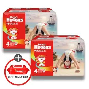 (사은 물티슈) 하기스 2026 매직컴포트 밴드 공용 4단계 58매 2팩 (레드물티슈 10팩)