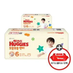 (사은 물티슈) 하기스 NEW 보송보송 팬티 6단계 공용 40매 2팩 (레드물티슈 10팩)