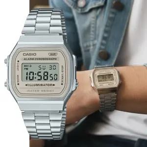 정식AS 카시오 레트로 전자 메탈 디지털 시계 A-168WA-8ADF