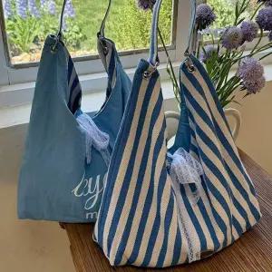 마키 스트라이프 리버시블 숄더백 양면 에코백 데일리 가방