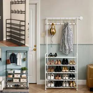 선반 행거 현관정리 조립식 옷걸이 4단 멀티신발장 슈랙