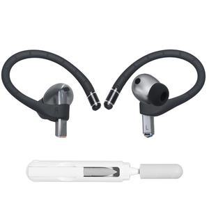 [미국배송] 삼성호환 삼성제품호환 버즈 3 프로 및 3를 위해 설계된 애드하이퍼 메모리 와이어 이어 훅 [잃어버린 방지 랜야드 3IN1 청소 키트 추가] 미끄럼 스포츠 액세서리 - 블랙