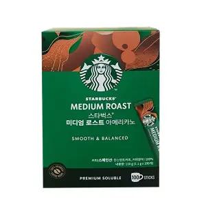 스타벅스 미디엄 로스트 아메리카노 원두 커피믹스 스틱 100개입