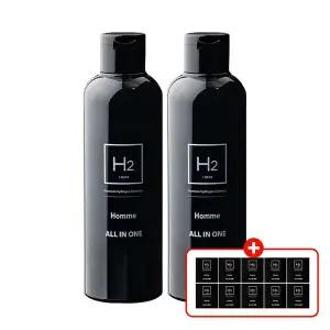 [지니트레저]H2 옴므 남자 올인원 화장품 200ml 2개 + 휴대용파우치 10개 남성스킨로션 에센스