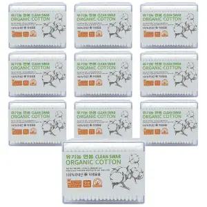 풍성 유기농 오가닉 순면 면봉(사각) 200개입 X 10개 대용량 위생 항균 면봉