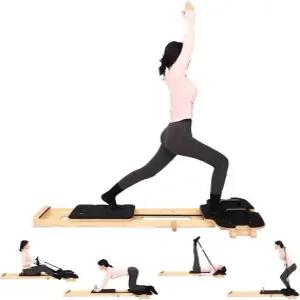 전신 운동을 위한 필라테스 리포머 머신 세트 저항 조절 가능한 고급 휴대용 접이식 - 초보자 및