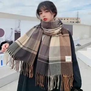 여성 모던 목도리 머플러 소프트 숄프카프 스카프 체크 포근 숄 겨울