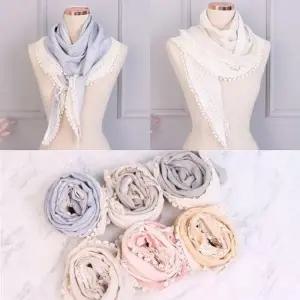 (색상 옐로우)국산 면 투톤레이스 스카프 dys 봄스카프 레이스 고급스카프 봄 국산 목 스카프 롱 머플러