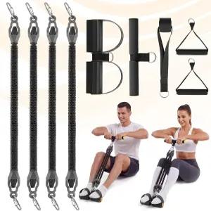 핸들이 있는 풋 페달 저항 밴드 업그레이드 복부 허리 팔 코어/ABS 다리 운동을 위한 튜브 조절 가능한 4개