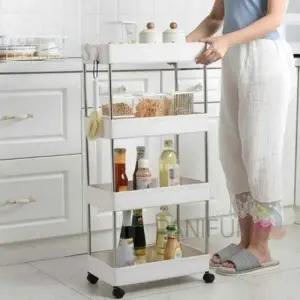 ( )스틸 바퀴달린선반 4단 구석선반 이동식 틈새선반 틈새트롤리 세탁실트롤리 22cm 틈새수납