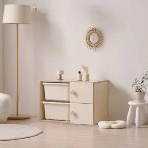 [인터데코]아이방,거실,침실 활용도 높은 바구니 수납장 80cm P0000CEY (착불)