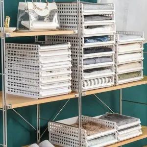 (선택 중형)다용도 서랍식 슬라이딩 옷선반 옷장 수납 정리함