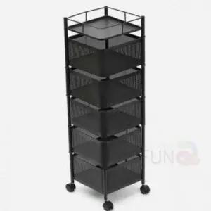 ( )트롤리 수납정리 회전서랍 5단 예쁜트롤리 회전 블랙 미용실트롤리 철제트롤리
