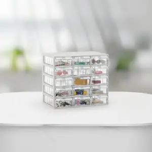 (상품선택 B타입 수납함 3x5)3x5 투명 서랍식 정리함 다용도 소품 보관함 사무실 책상 정리대