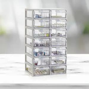 (상품선택 A타입 수납함 2x7)투명 다용도 서랍형 정리함 2x7 소품 보관함 사무실 문구함