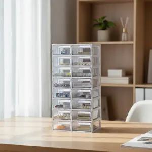 (상품선택 A타입 수납함 2x8)투명 서랍형 정리함 2x8 다용도 소품 수납박스 플라스틱 적층함