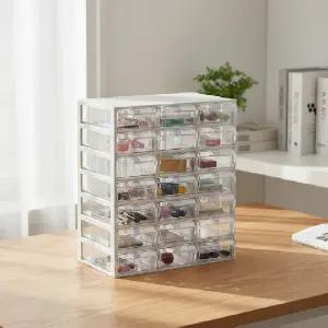 (상품선택 B타입 수납함 3x7)투명 서랍장 3x7 다용도 적층 정리함 사무실 소품 수납함 선반