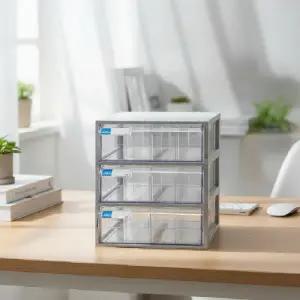 (상품선택 (601)수납함 3칸)601 투명 서랍식 수납함 3단 책상 정리함 사무용품 서류 보관함 A4