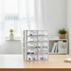 (상품선택 A타입 수납함 2x5)다용도 투명 서랍장 2x5단 책상 소품 정리함 적층식 수납함