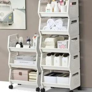 (선택 3단 화이트)정리함 플라스틱 적층 바퀴형 다용도 수납함 거실