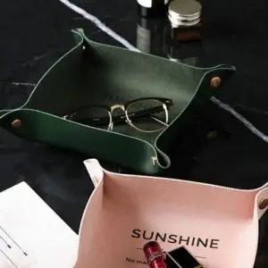 ( )트레이 다용도 그린 수납 가죽 정리함 화장품 소품