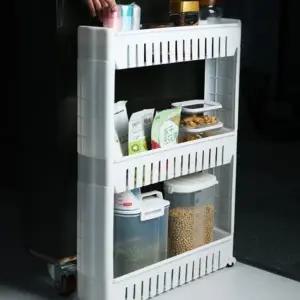 ( )이동식 3단 틈새 수납함 공간활용 원룸 주방 욕실 화장실 거실 다용도 정리함