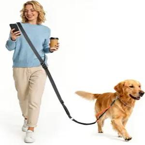 XiaZ 핸즈 프리 개 목줄 허리 지지 스트랩이 있는 다용도 크로스바디 5.9-8피트 벨트 소형 및 대형견의