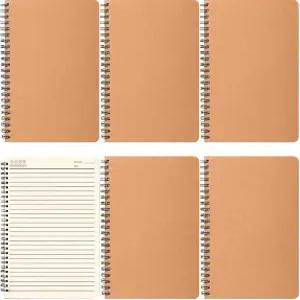 TAZQINCO 6팩 A5 안감 스파이럴 노트북 크래프트 커버 백투스쿨 소프트커버 저널 8.3 x 5.8 그리기 쓰기
