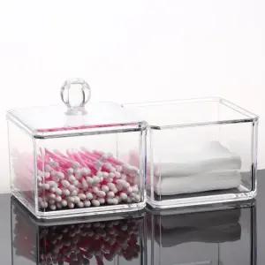 사각 아크릴 정리함 N-3124 홈카페 화장솜 면봉통 데스크 티백정리함 케이스 테이블 사무실 주방 트레이