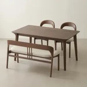 아델라 애쉬 원목 4인 식탁 세트 벤치1개+의자2개)