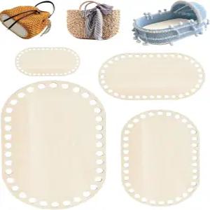 크로셰용 업그레이드된 4pcs 나무 바구니 바닥 글레이즈달 천연 목재 DIY 뜨개질 직조 공예 용품을 위한 큰