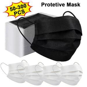 50-300개 성인용 마스크 일회용개별 패키지방진 3겹 필터 블랙 입