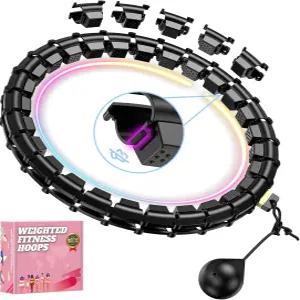후프 가중 훌라 필라테스 서클 32개의 탈부착 부품 및 65인치 플러스 사이즈 핏 체중 감량 피트니스 장비