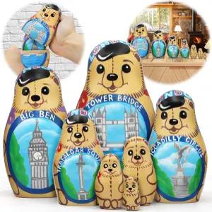 AEVVV 런던 베어 영국 네스팅 인형 7종 세트 테마 선물 마트료쉬카 영어 장식 기념품